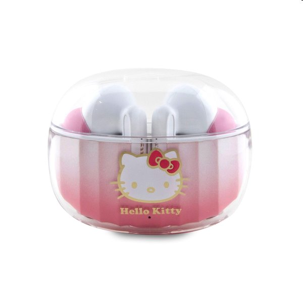 E-shop Hello Kitty True bezdrôtové Kitty Head Logo Stereo slúchadlá, ružové HKTWSHDGKEP