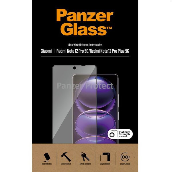 Ochranné sklo PanzerGlass UWF pre Xiaomi Redmi Note 12 Pro, Redmi Note 12 Pro Plus, čierna