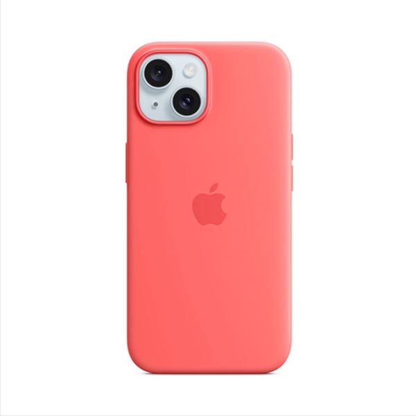 Silikónový zadný kryt pre Apple iPhone 15 Plus s MagSafe, svetlo melónová