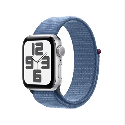 E-shop Apple Watch SE GPS 40mm strieborná , hliníkové puzdro so športovým remiekom ľadová modrá MRE33QCA