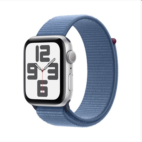 E-shop Apple Watch SE GPS 44mm strieborná , hliníkové puzdro so športovým remiekom ľadová modrá MREF3QCA