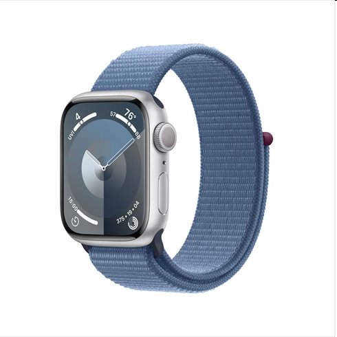 Apple Watch Series 9 GPS 41mm strieborná , hliníkové puzdro so športovým remienkom ľadová modrá