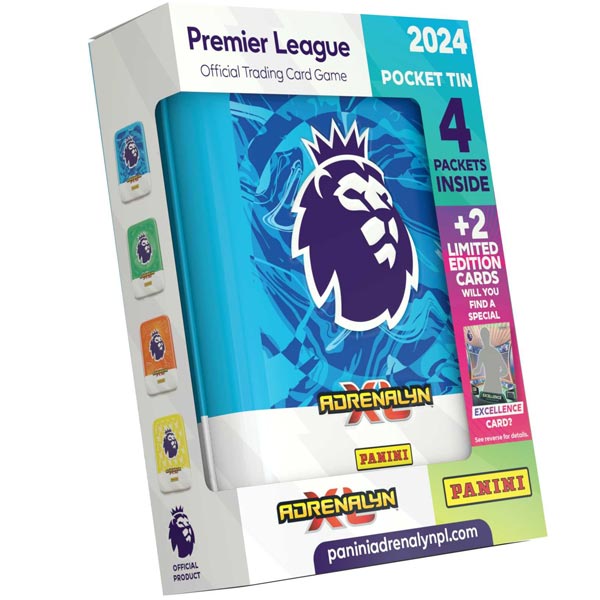 Futbalové karty Panini Premier League 20232024 Adrenalyn Pocket Tin