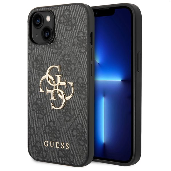Puzdro Guess PU 4G Metal Logo pre iPhone 15 Plus, šedé