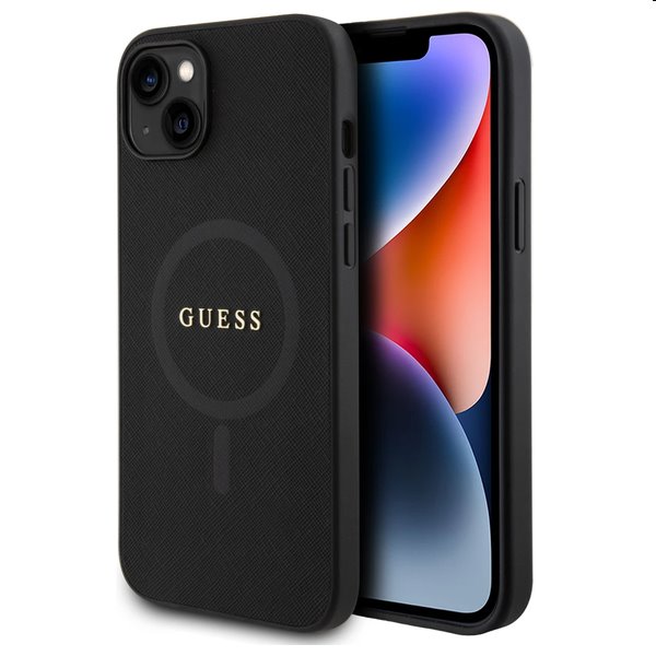 Zadný kryt Guess PU Saffiano MagSafe pre Apple iPhone 15, čierna Zadný kryt Guess PU Saffiano MagSafe pre Apple iPhone 15, čierna