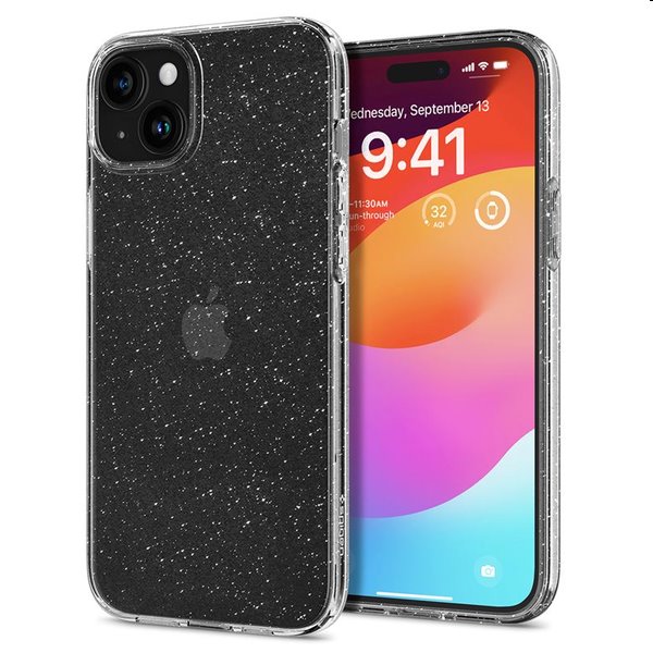 Zadný kryt Zadný kryt Spigen Liquid Crystal Glitter pre Apple iPhone 15, crystal quartz