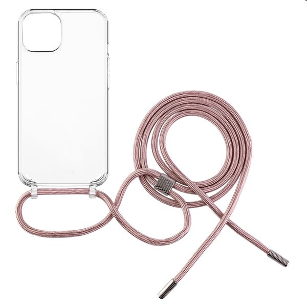 FIXED Pure Neck so šnúrkou na krk pre Apple iPhone 15 Plus, ružová