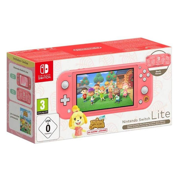 Nintendo Switch Lite, coral + Animal Crossing New Horizons