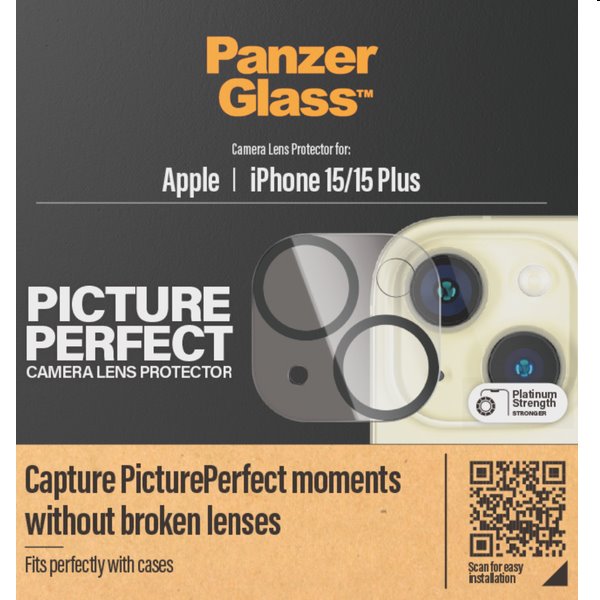 PanzerGlass ochranný kryt objektívu fotoaparátu pre Apple iPhone 15, 15 Plus