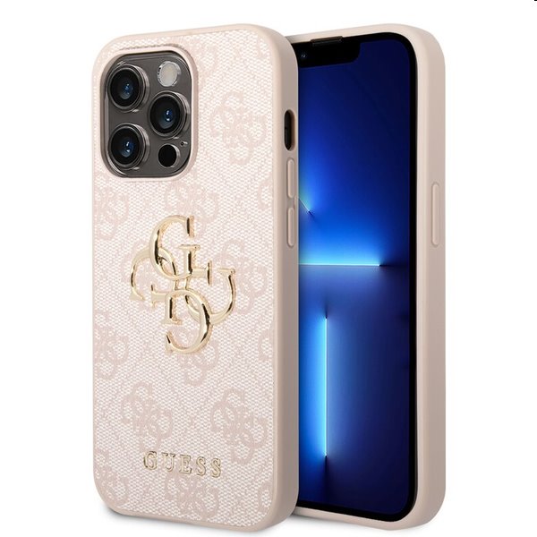 Zadný kryt Guess PU 4G Metal Logo pre iPhone 15 Pro, ružová 57983116459