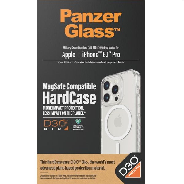 Zadný kryt PanzerGlass HardCase D3O s MagSafe pre Apple iPhone 15 Pro, transparentná