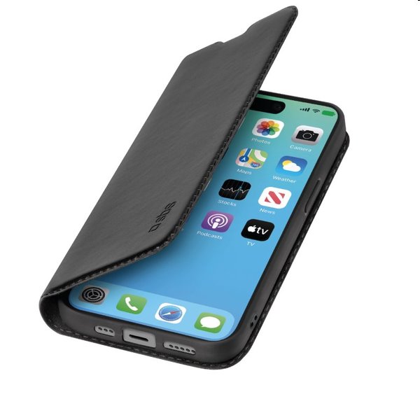 E-shop Knižkové puzdro SBS Book Wallet Lite pre Apple iPhone 15 Pro, čierna TEBKLITEIP1561PK