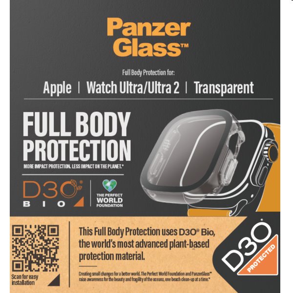 Tvrdené sklo Full Body D3O PanzerGlass pre Apple Watch Ultra, Ultra 2, priesvitné 3688