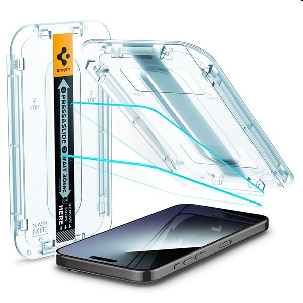 Tvrdené sklo Spigen tR ez Fit pre Apple iPhone 15 Pro Max, 2 kusy Tvrdené sklo Spigen tR ez Fit pre Apple iPhone 15 Pro Max, 2 kusy