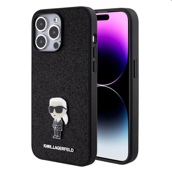 E-shop Zadný kryt Karl Lagerfeld Fixed Glitter Metal Ikonik pre Apple iPhone 15 Pro, čierna 57983116856