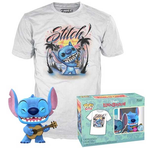 Pop! & Tričko: Lilo and Stitch Ukelele Stitch (Flocked) Special Edition veľkosť L