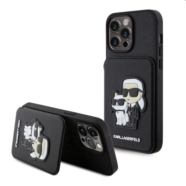 E-shop Zadný kryt Karl Lagerfeld PU Saffiano Card Slot Stand Karl and Choupette pre Apple iPhone 15 Pro, čierna 57983116863
