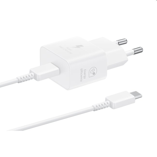 Rýchlonabíjačka Samsung 25 W s USB-C káblom, biela