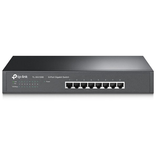 TP-Link TL-SG1008, 8 portov gigabitový stolnýrack sieťový switch, 8x 101001000M RJ45 portov, 13" rack-nastaviteľná, kovový obal TL-SG1008