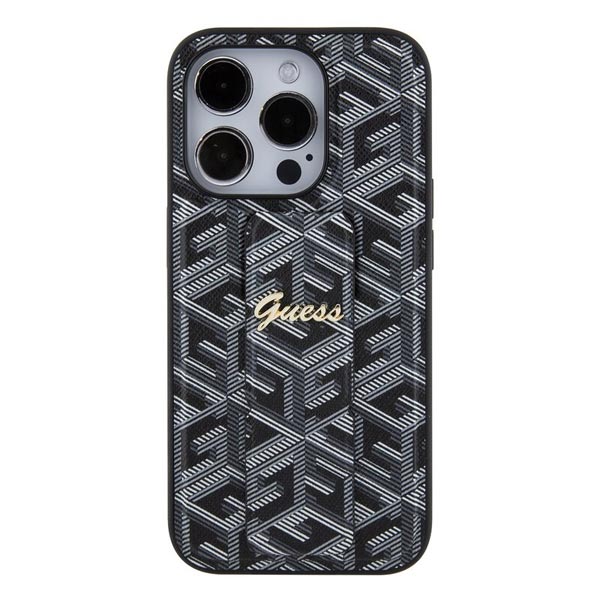 Zadný kryt Guess PU Grip Stand G Cube pre iPhone 15 Pro, čierna 57983117148