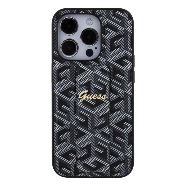 Zadný kryt Guess PU Grip Stand G Cube pre iPhone 15 Pro Max, čierna