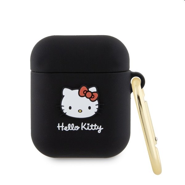 E-shop Hello Kitty Silikónový 3D Kitty Head Logo obal pre Apple AirPods 12, čierny 57983116937