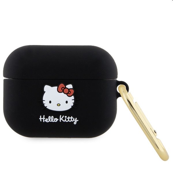 Hello Kitty Silikónový 3D Kitty Head Logo obal pre Apple AirPods Pro, čierny