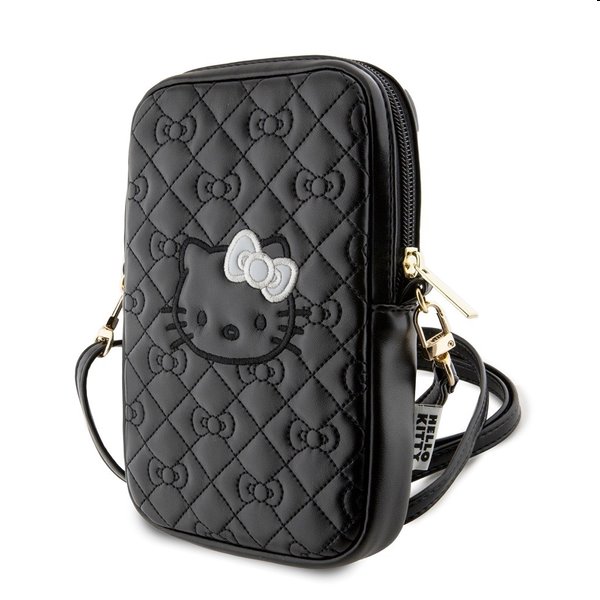 Taška na telefón Hello Kitty PU Leather Quilted Pattern Kitty Head Logo, čierna 57983116953