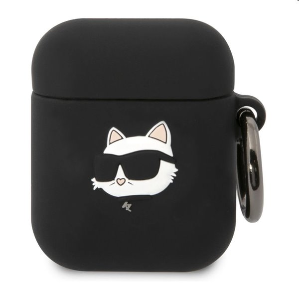 Karl Lagerfeld 3D Logo NFT Choupette Head silikónový obal pre Apple AirPods 1/2, čierny