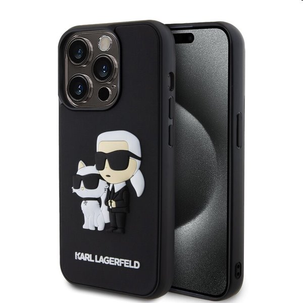 Zadný Karl Lagerfeld 3D Rubber Karl and Choupette pre Apple iPhone 13 Pro, čierna