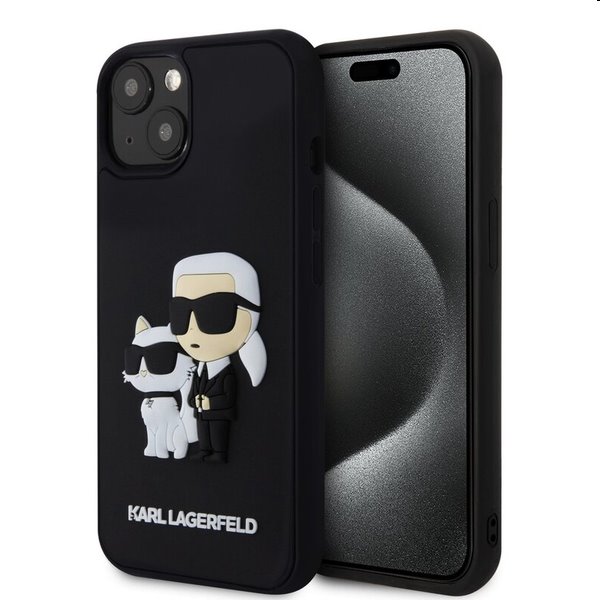 Zadný Karl Lagerfeld 3D Rubber Karl and Choupette pre Apple iPhone 14, čierna