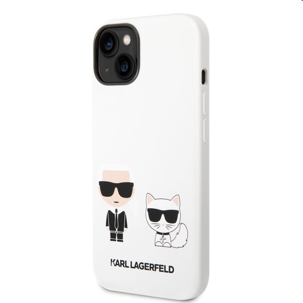 Zadný Karl Lagerfeld and Choupette Liquid Silicone pre Apple iPhone 14, biela