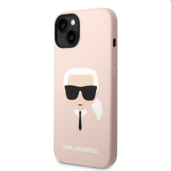 Zadný kryt Karl Lagerfeld MagSafe Liquid Silicone Karl Head pre Apple iPhone 14, ružová