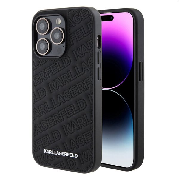 Zadný kryt Karl Lagerfeld PU Quilted Pattern pre Apple iPhone 15 Pro, čierna