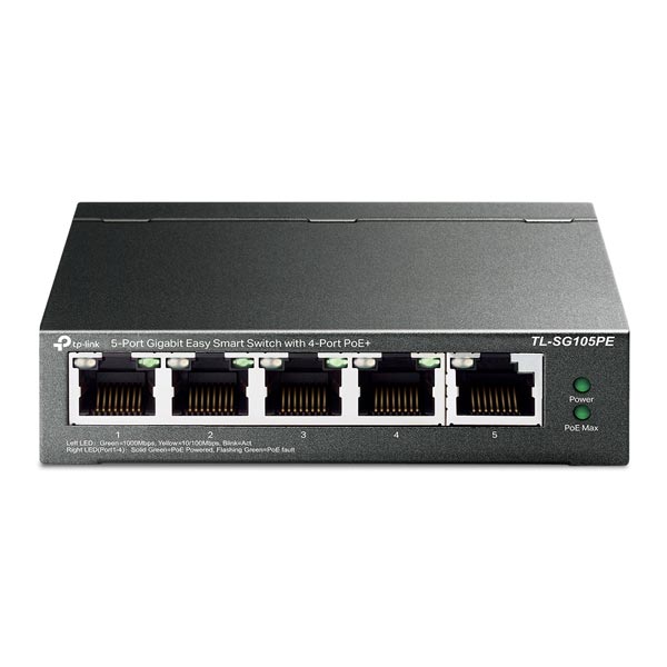 E-shop TP-Link TL-SG105PE, 5 portov gigabitový inteligentný sieťový switch so 4 portmi PoE, 4x gigabitové PoE porty, 1x gigabitové Non-Po TL-SG105PE