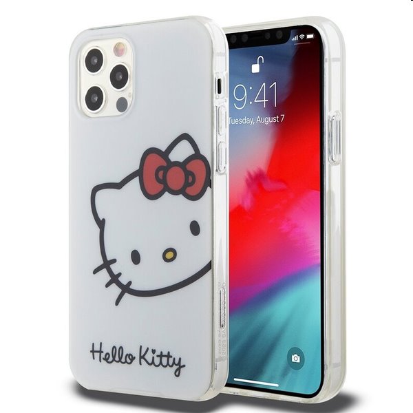 Zadný kryt Hello Kitty IML Head Logo pre Apple iPhone 12/12 Pro, biela