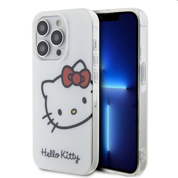 Zadný kryt Hello Kitty IML Head Logo pre Apple iPhone 15 Pro, biela