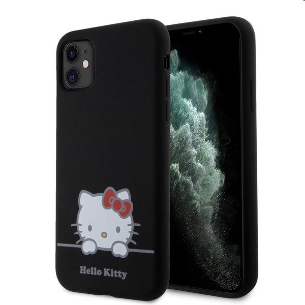 Zadný kryt Hello Kitty Liquid Silicone Daydreaming Logo pre Apple iPhone 11, čierna