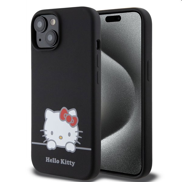 E-shop Zadný kryt Hello Kitty Liquid Silicone Daydreaming Logo pre Apple iPhone 15, čierna 57983116913