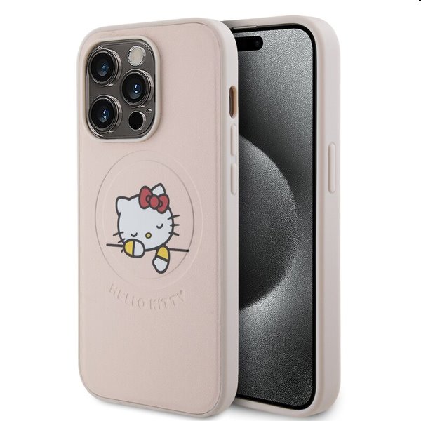 E-shop Zadný kryt Hello Kitty PU Kitty Asleep Logo MagSafe pre Apple iPhone 15 Pro Max, ružová 57983116925