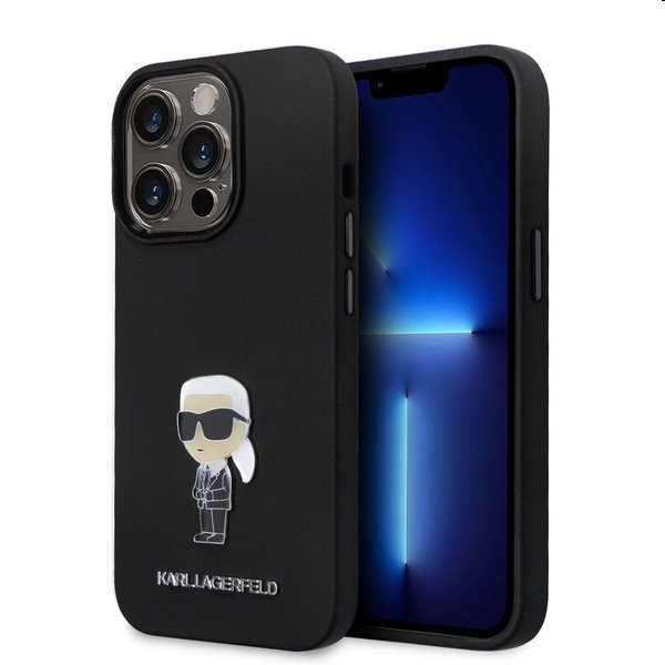 Zadný kryt Karl Lagerfeld Liquid Silicone Metal Ikonik pre Apple iPhone 15 Pro, čierna 57983116849