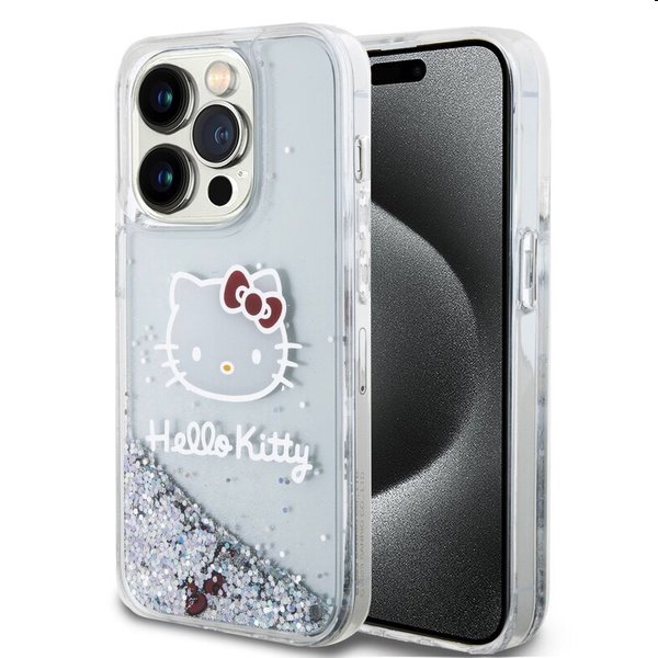 Zadný krytHello Kitty Liquid Glitter Electroplating Head Logo pre Apple iPhone 13 Pro, transparentná