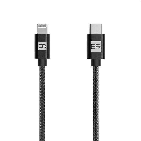 E-shop ER POWER Dátový a nabíjací kábel USB-CLightning, MFi, 2 m, čierny ERPWCL200BK
