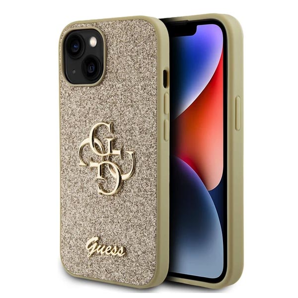 Zadný Kryt Guess PU Fixed Glitter 4G Metal Logo pre iPhone 13 zlatá 57983116644