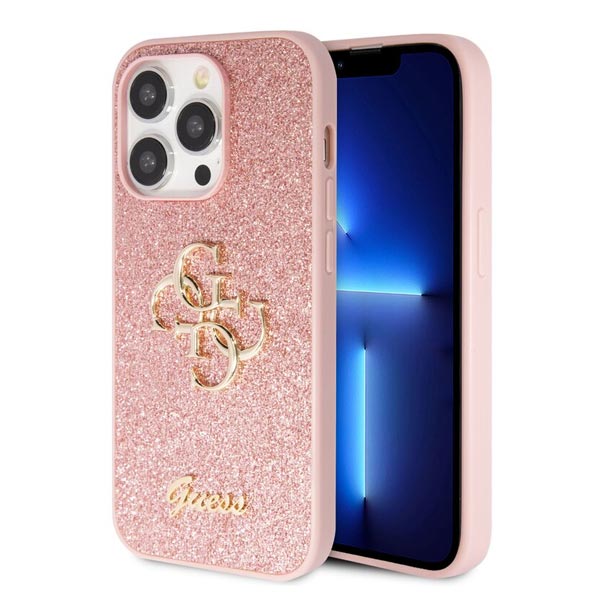 Zadný Kryt Guess PU Fixed Glitter 4G Metal Logo pre iPhone 15 Pro, ružová 57983116640