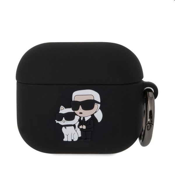 Karl Lagerfeld 3D Logo NFT Karl and Choupette silikónový obal pre Apple AirPods 3, čierny
