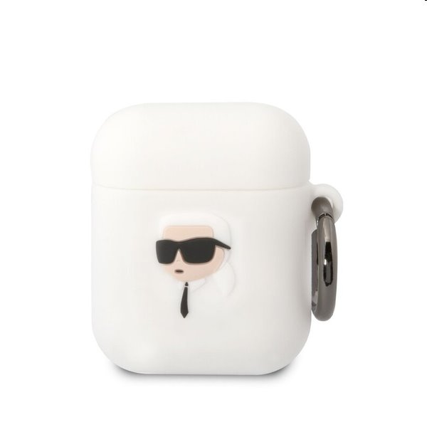 Karl Lagerfeld 3D Logo NFT Karl Head silikónový obal pre Apple AirPods 1/2, biely