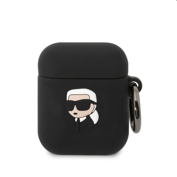 Karl Lagerfeld 3D Logo NFT Karl Head silikónový obal pre Apple AirPods 1/2, čierny