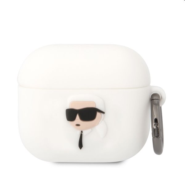 Karl Lagerfeld 3D Logo NFT Karl Head silikónový obal pre Apple AirPods 3, biely