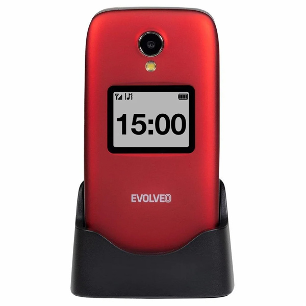 Evolveo EasyPhone FS, vyklápací mobilný telefón 2.8 " pre seniorov s nabíjacím stojanom, červený Evolveo EasyPhone FS, vyklápací mobilný telefón 2.8 " pre seniorov s nabíjacím stojanom, červený